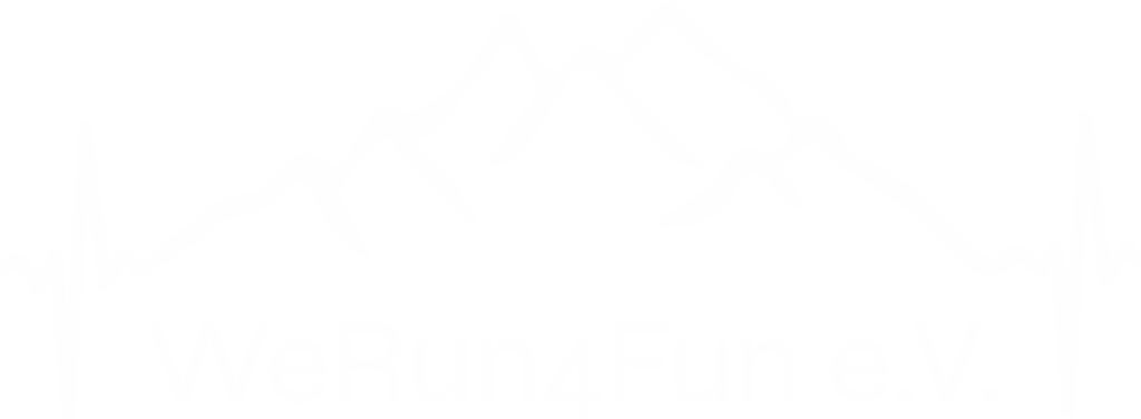 WeRun4Fun e.V. Logo: stilisierte Berge mit Herzschlaglinie - We Run 4 Fun!